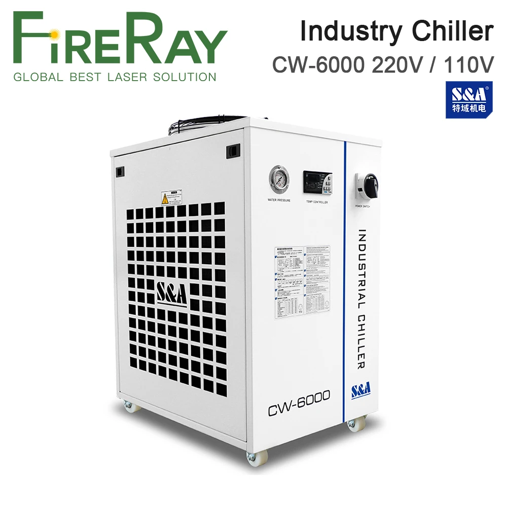 

FireRay S&A CW-6000 220V 110V 50/60Hz Industry Air Water Chiller use for 300W 600W Co2 Glass Laser Tube Water Chillers