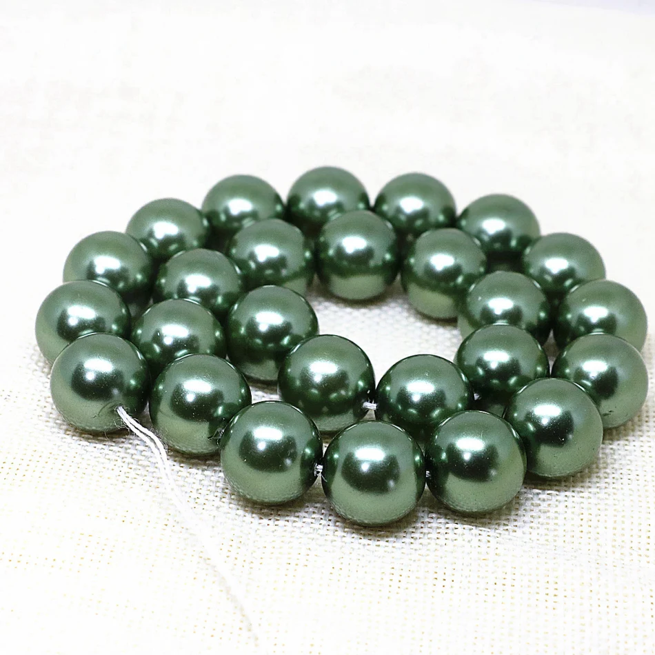 Hot Sale 4-14mm Beautiful Green multicolor Imitation Shell Pearl Round Loose Beads Women Party Weddings Gifts Jewelry Making 15\