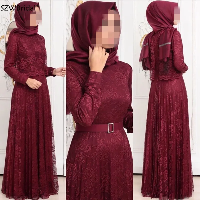 Vestido de noite muçulmano roxo feito sob medida manga longa abendkleider abiye gece elbisesi vestidos de noite baratos vestido longo