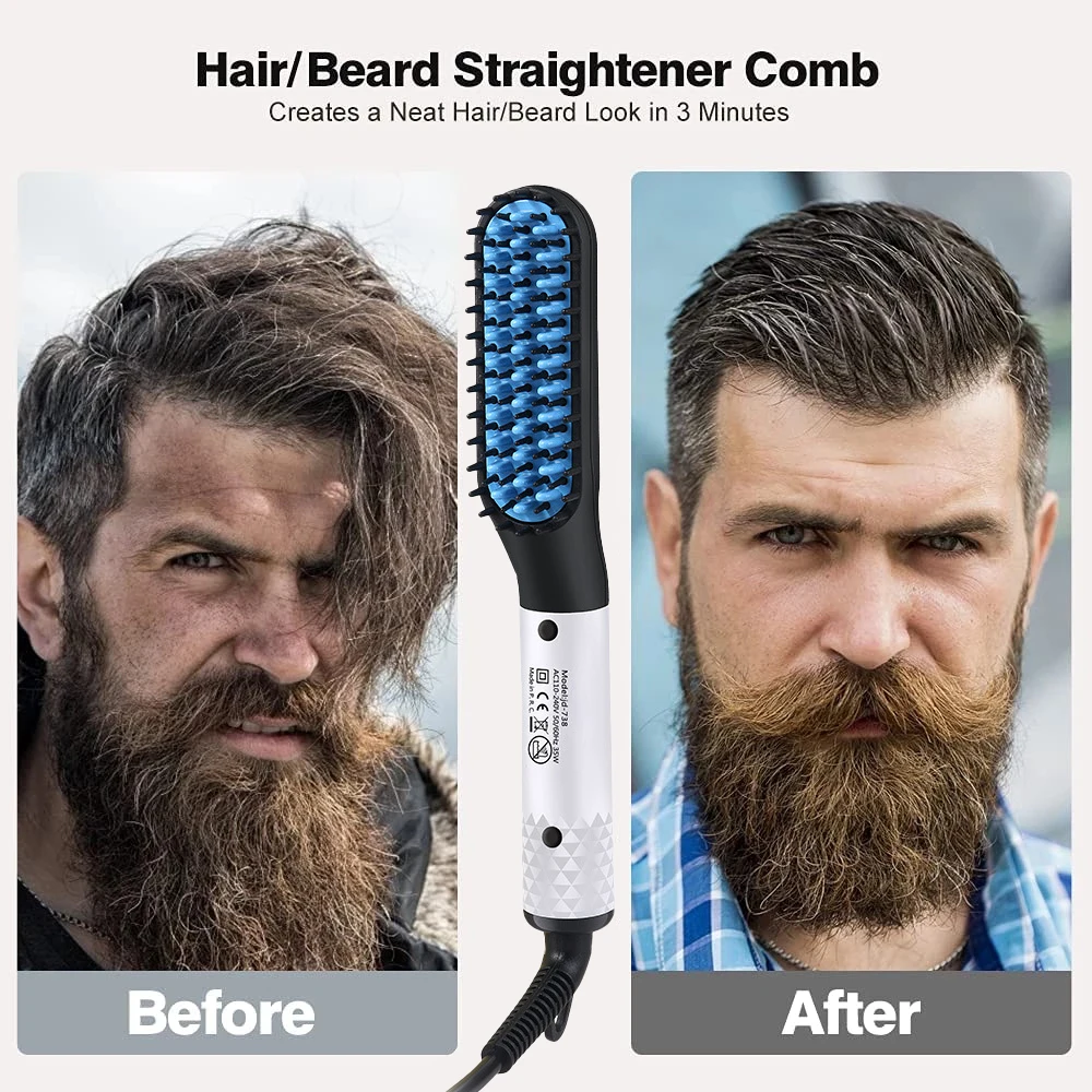 แปรงหวีผมเครา Straightener Multifunctional Hair Straightener Comb ผม Curler Fast ความร้อนจัดแต่งทรงผมเครื่องมือสำหรับชาย