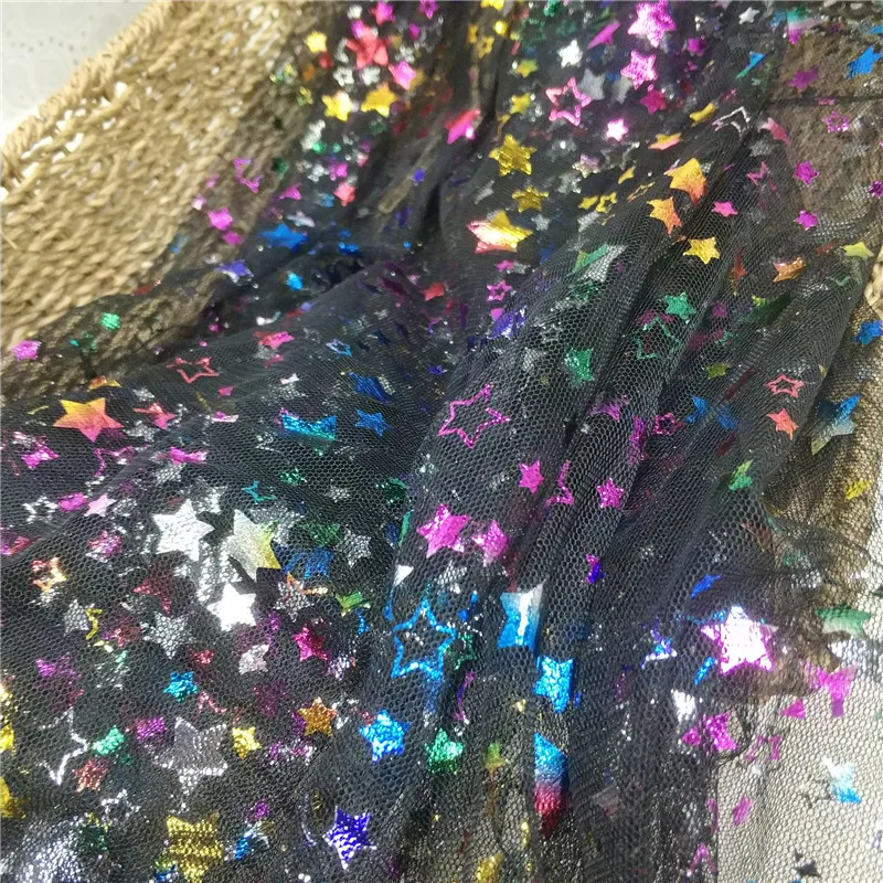 4 Yards Soft Ombre Stars Tulle Bright Colorful Lace Fabric For DIY Sewing Evening Dress Birthday Party Decor Bridal Veil