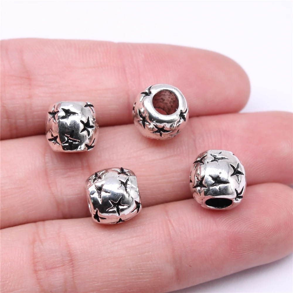 

Wholesale 60pcs/bag 10x10x10mm Big Hole Spacer Beads Charms Wholesale DIY Bracelet Making Antique Silver Color