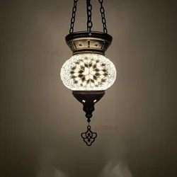New Turkish Mosaic Pendant Lamp Vintage Art Deco Handcrafted Lamparas De Mesa Mosaic Glass Romantic Light Lamparas Con Mosaicos