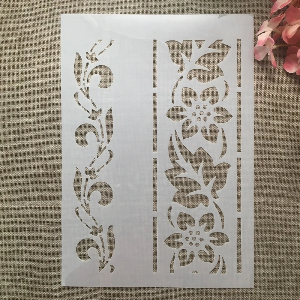 A4 29cm Flowers Lines DIY Layering Stencils Wall Painting Scrapbook Coloring Embossing Album Decorative Template