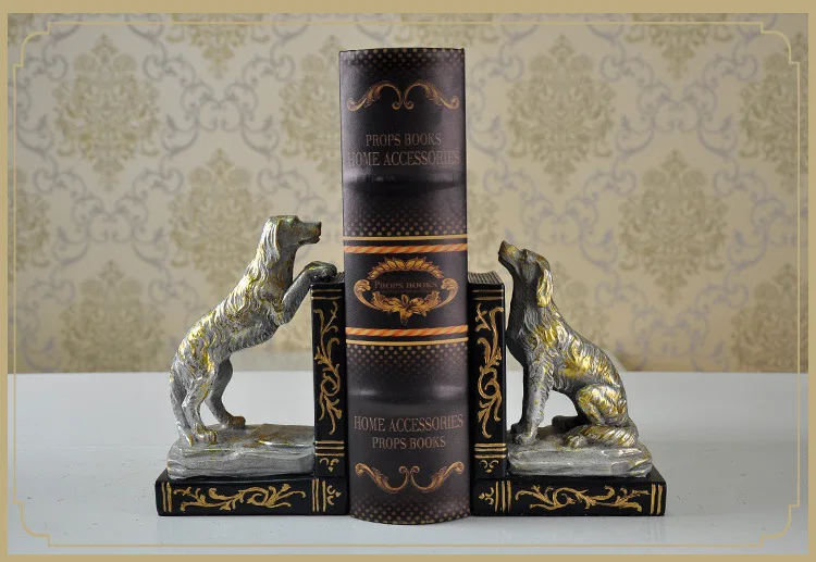 

pastoral dog Statue book stand Art Sculpture Resin bookend Craftwork furniture living room ornaments home decoration a0469