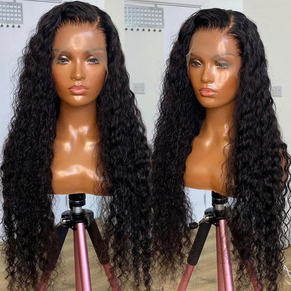 Indian Water Wave LaceFront  Wig 28 30 Inch Transparent 13x4 Lace Front Wig Water Wave Human Hair Lace Wigs 4x4 Lace Closure Wig