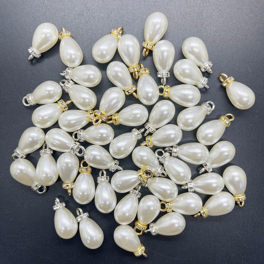 NEW 8 Pcs DIY 10x20mm Mini Acrylic Pearl Pendant Water Drop Beads Charm Earrings Ornaments Jewelry Making Parts