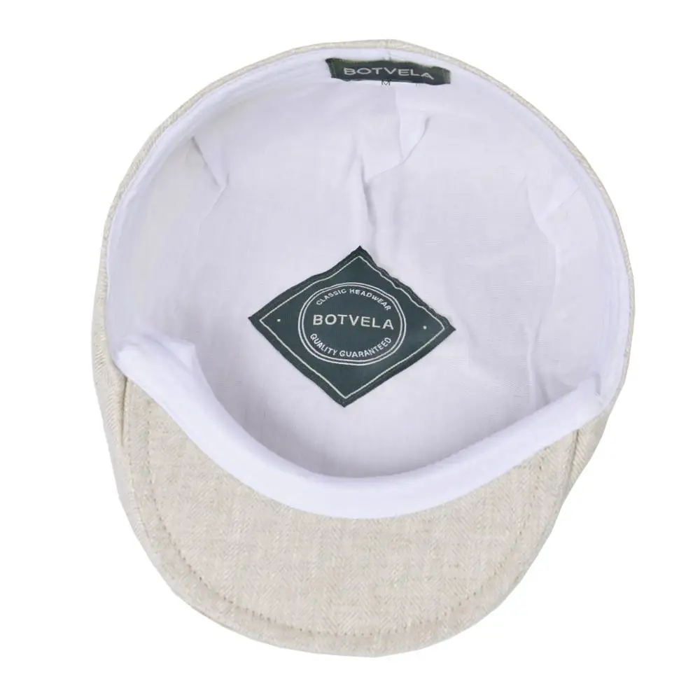 BOTVELA-Gorra plana de lino para hombre y mujer, gorro de vendedor de periódicos de espiga, sombrero ligero de hiedra para Conductor, Boina de