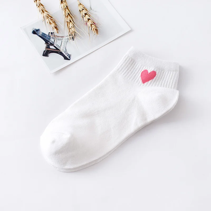 1pairs Women Short Socks Red Heart Cute College Fresh Female Socks Soft Cotton Summer Autumn Hot Sale Girls Sock Meias Sox