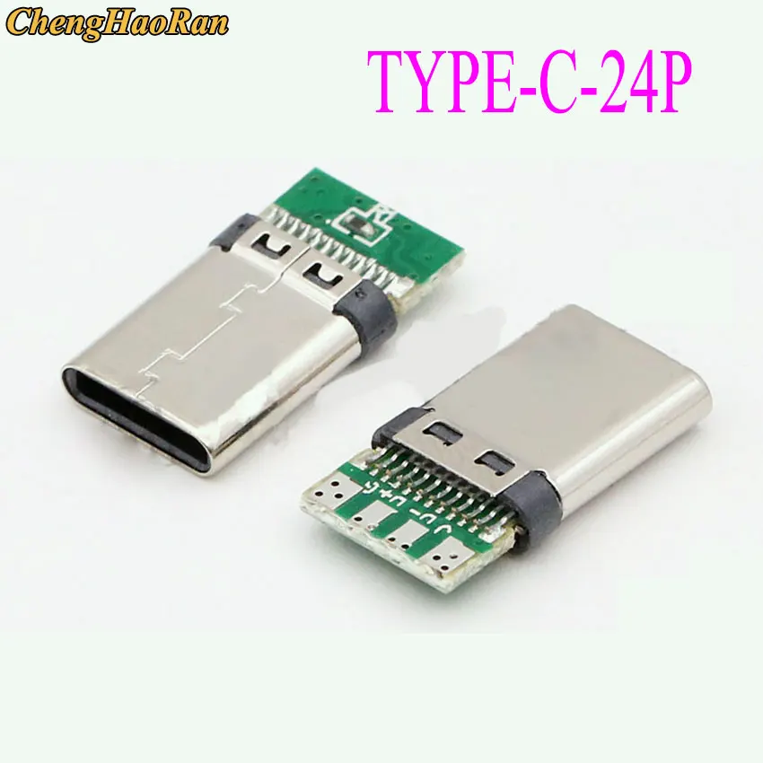 ChengHaoRan DIY 24pin USB 3.1 usb3.1 Type C USB-C Male welding soldering Plug Connector SMT Type