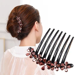 Morkopela Crystal Flower Hair Comb Banquet Hair Jewelry for Women Wedding Hair Clip Accessories Rhinestone Arylic Combs Hairpin