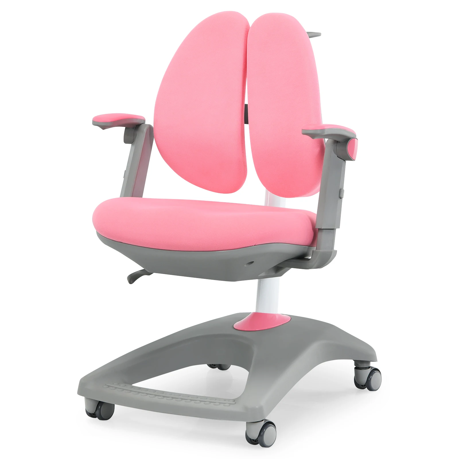 Honeyjoy Kids Desk Study Chair Adjustable Height Depth w/ Sit-Brake Casters Pink