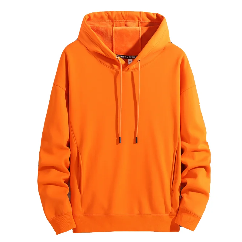 Winter Plush Hoodie Custom Long Sleeve Hooded Warm Jacket Cheap Embroidered Logo Fashion Solid Color Sweatshirt