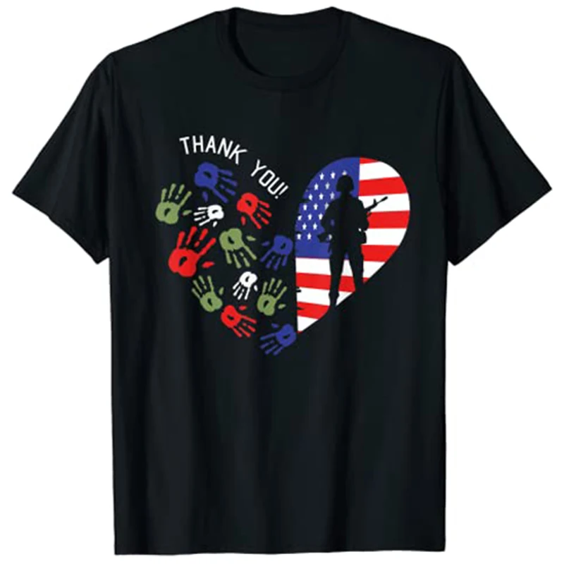 

Thank You Veterans Day American Flag Heart Military Army T-Shirt Men Clothing