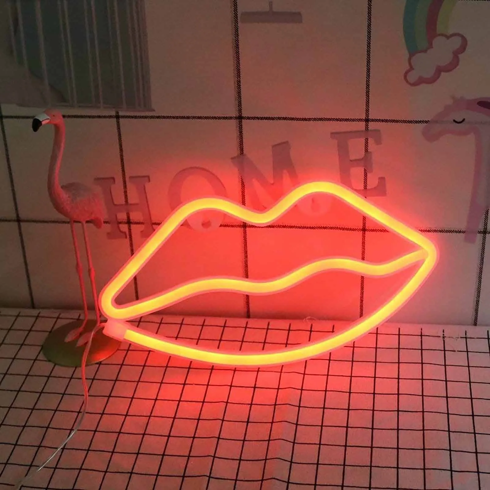 Led Neon Sign Night Light Lip Light Wall Decoration Christmas Wedding #T2G