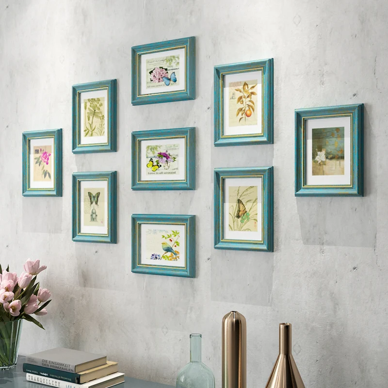 11 Colors Fresh Simple Nordic Photo Wall Combination 9 Pcs/Set Bedroom Hanging Picture Frames Living Room Layout Photo Frame Set