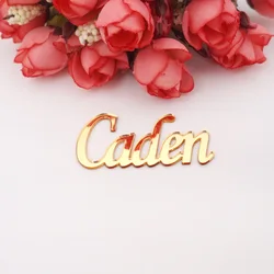 20pcs Name Cards Personalized Custom Acrylic Mirror Word Sticker Plate Baby's Birthday Wedding Festival Party Home Decoration