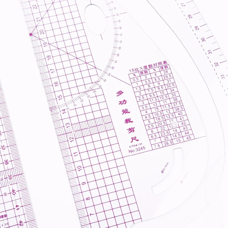 7ピース/セット定規テーラー測定キットクリア縫製描画定規尺度スリーブアームフレンチカーブセット切削定規パドルホイール