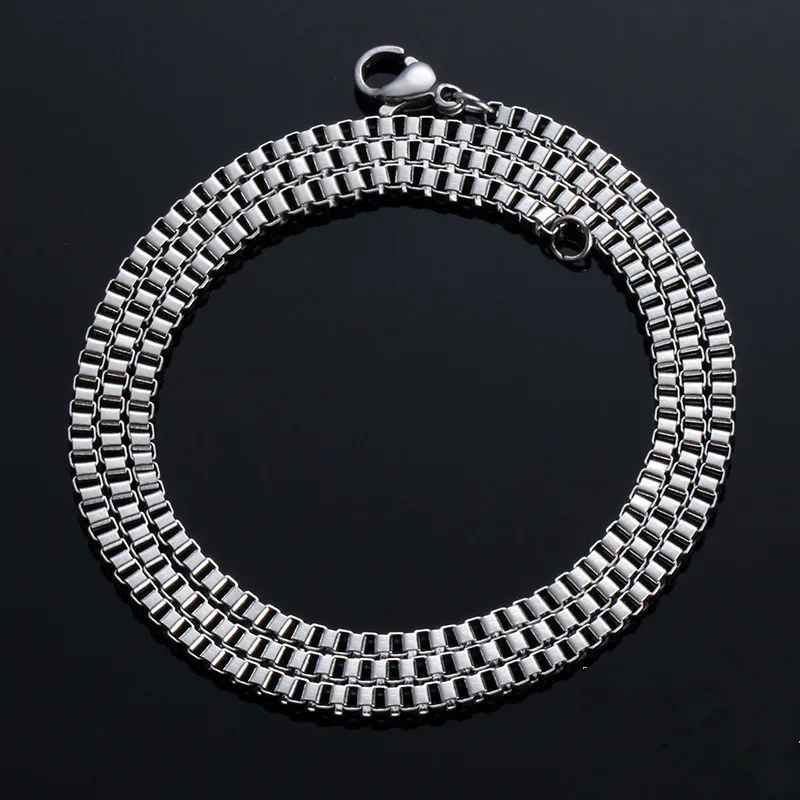 Wholesale width 2/3MM stainless steel box chain necklace fashion jewelry for men and women Fit pendant drop shipping