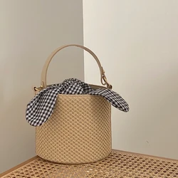 Fashion Weave Women Straw Bag Crossbody Bags 2021 Women Bucket Beach Bags Handbags Rope Knitted Women Handbag Fresh Summer Tote