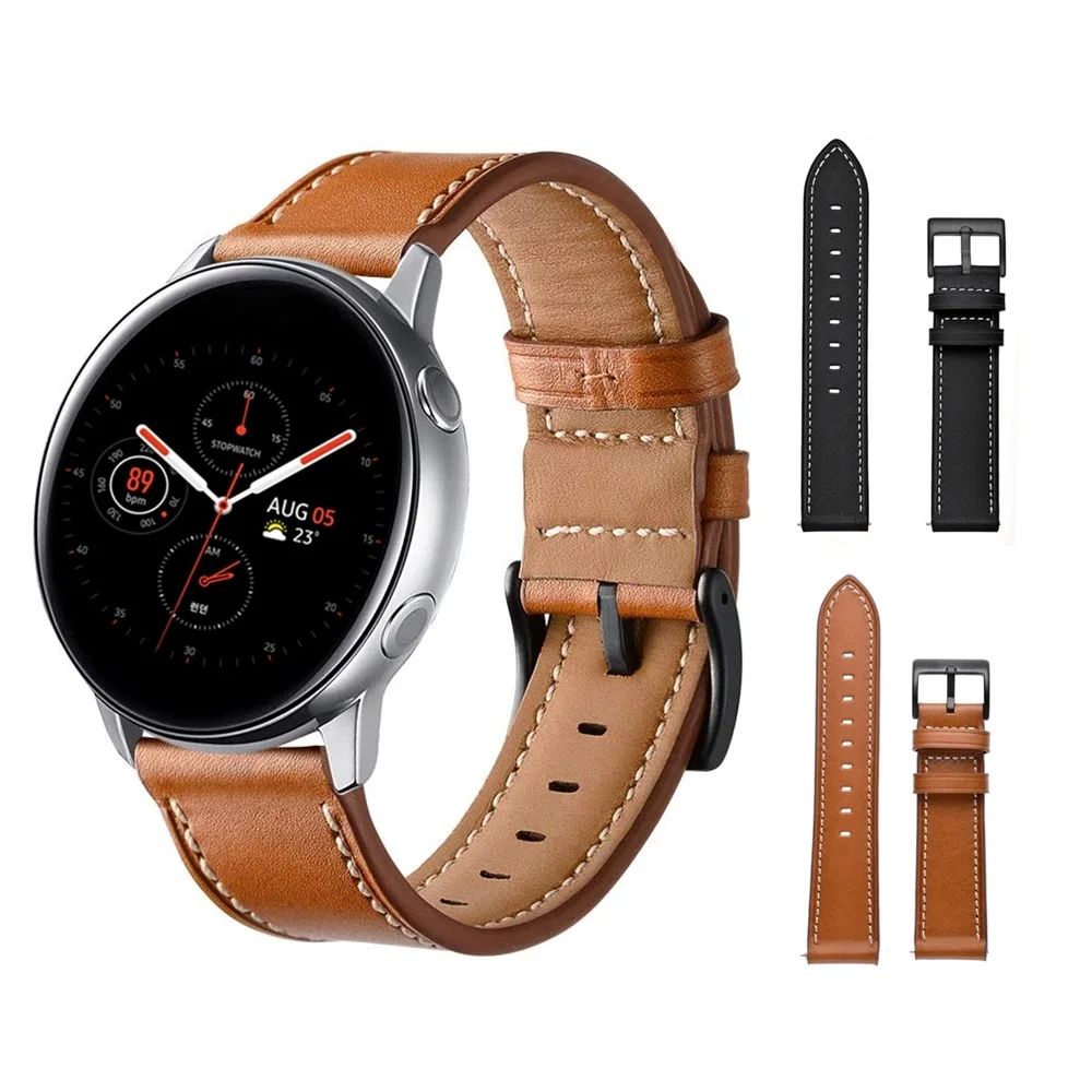 Bracelet en cuir pour Samsung Galaxy Watch, bracelet de montre pour Gear dehors, accessoires de remplacement, 20mm, 42mm, 40mm, 44mm, Active 3 2, nouveau