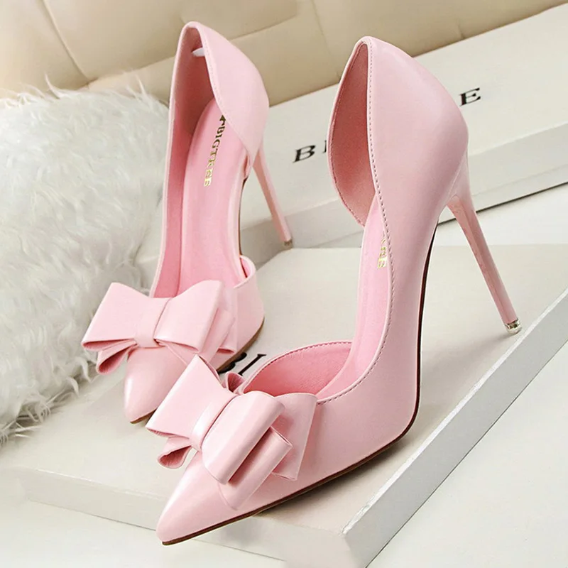 BIGTREE Shoes Women Pumps Fashion High Heels Shoes Black Pink Yellow Shoes Women Bridal Wedding Shoes Ladies Stiletto Party Shoe