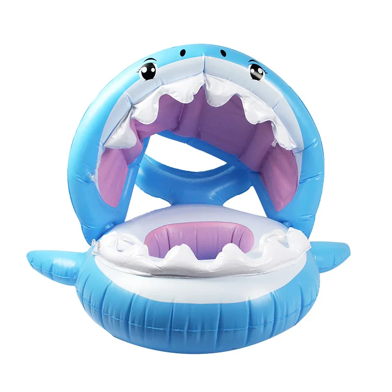 0-3 Y Baby Inflatable Cartoon Pool Float with Sunshade Ride-On Swimming Ring Safe Seat Water Toys Infant Safety Swimming Boat