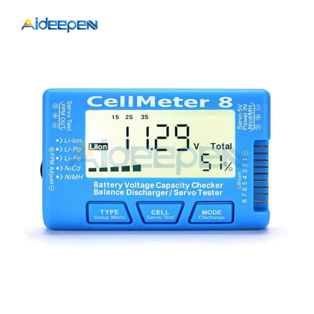 Lcd Digitale Batterij Capaciteit Checker CellMeter-7 Rc Cellmeter 8 2-8S 4-8S Servo Lipo Li-Lon Nimh Batterij Tester Voltage Tester