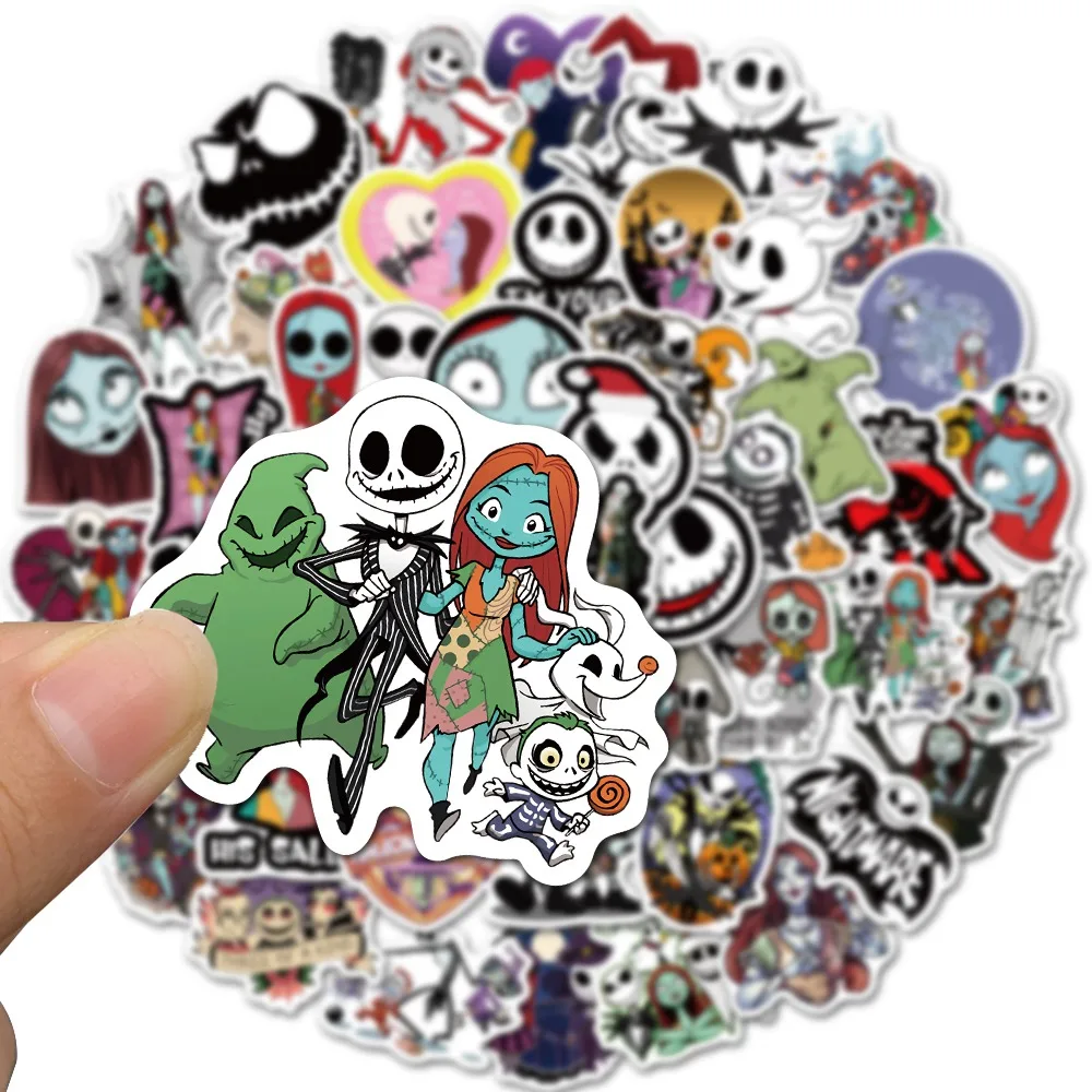 50Pcs New Nightmare Before Christmas Stickers Halloween Theme Waterproof Stickers for Laptop Skateboard Phone Luggage