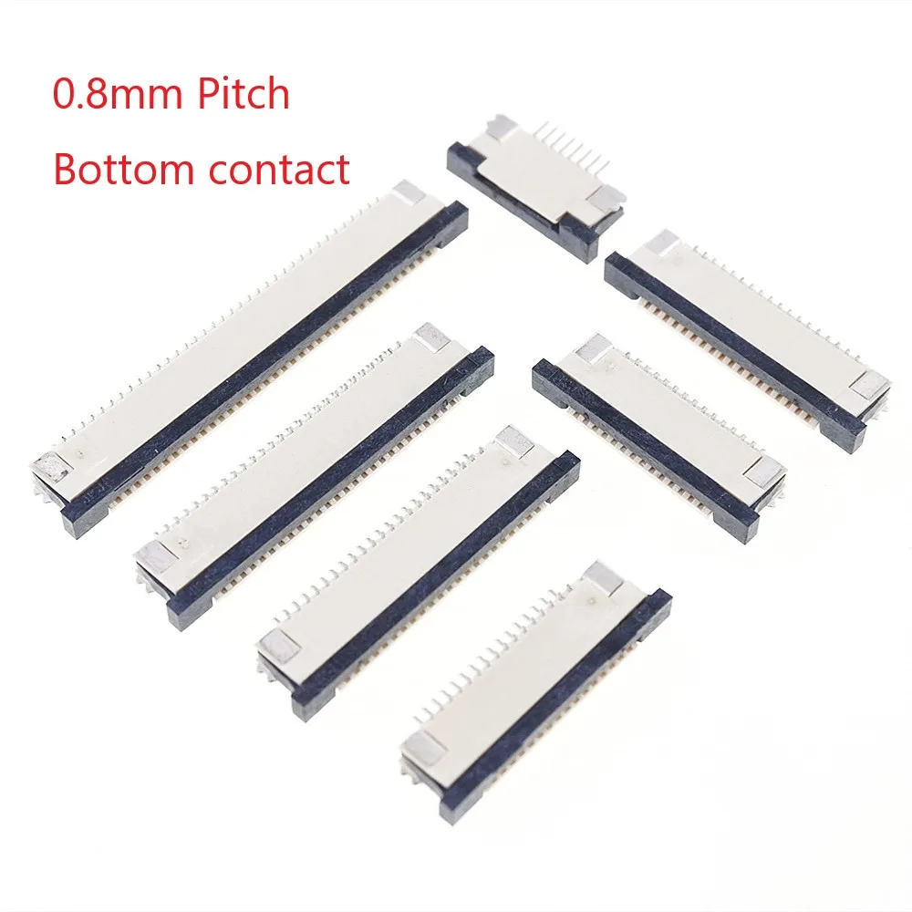 2000pcs Tape & Reel FFC FPC Connector 0.80 mm 5 6 8 9 10 12 14 15 16 18 20 22 24 26 28 30 36 Pin Bottom Contact SMT Right Angle