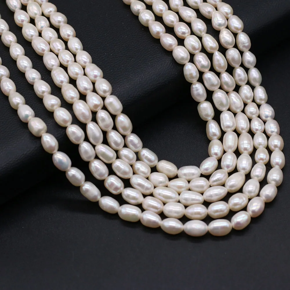 100% Real Natural Freshwater White Pearls Rice Beads Vertical Perforated Beads 36 cm Strand 5-6 mm For Jewelry Making Necklace