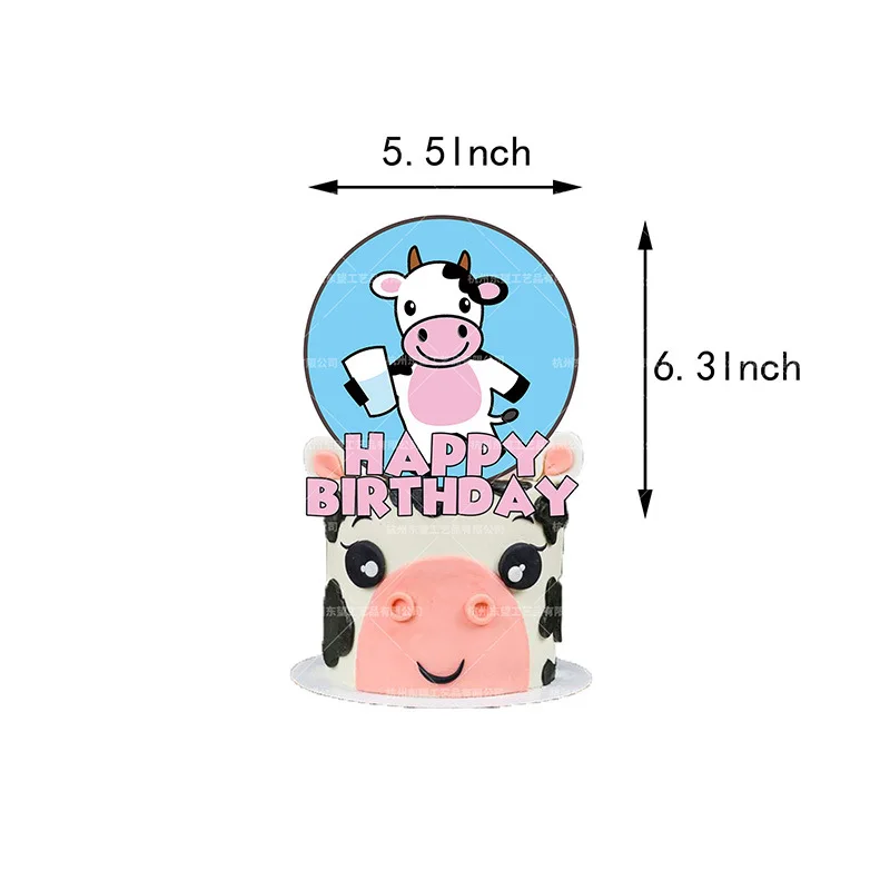 46pcs/set Cow Balloons Cartoon Cow Party Balloons Cake Topper Birthday Banner Baby Shower Kids Birthday Party Supplies Decor