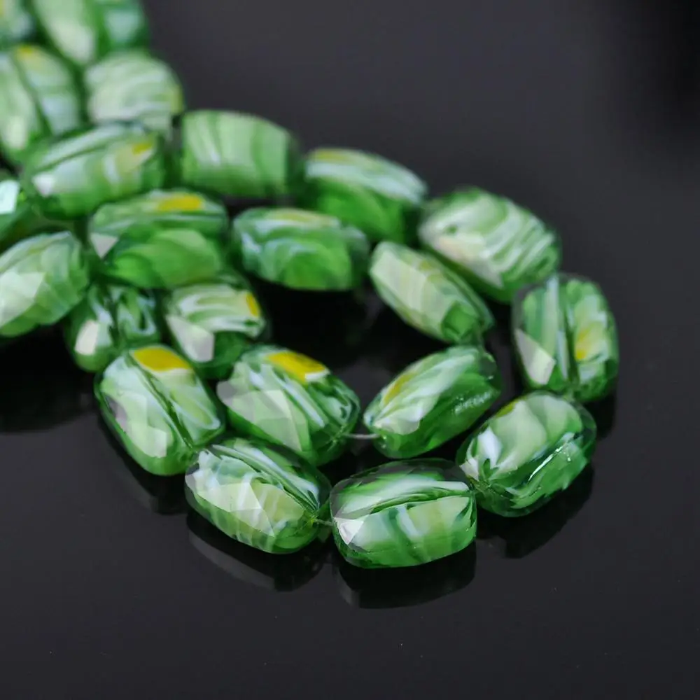 

10pcs 14x10mm Rectangle Oval Shape Faceted Lampwork Glass Loose Crafts Beads Wholesale lot for DIY Jewelry Making Findings