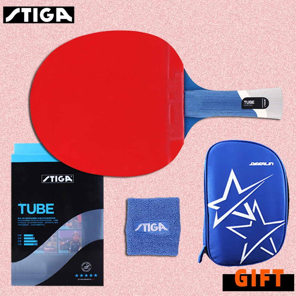 STIGA 5Stars Rubber Table Tennis Paddle, Professional Pingpong Racket with Case 170g 5 Star