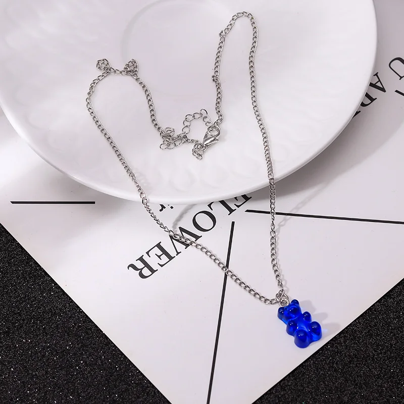 Aihua Candy Farbe Sterne Herzen Gummy Mini Bär Kette Halsketten für Frauen Nette Cartoon Tier Anhänger Schmuck Femme Bijoux Collare – Detail 7