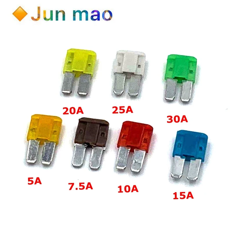 10PCS 5A 7.5A 10A 20A 25A 30A AMP Micro 2 Long Leg Fuse 9mmx15.5mm Mini M2 Long Foot Automobile Fuse Insert