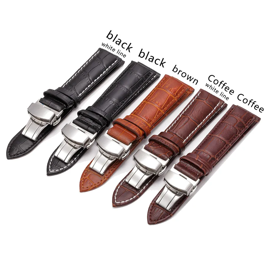 Crocodile Genuine Leather Watch Strap 12 13 14 15 16 17 18mm 19 20mm 21mm 22mm 24mm Watch Band Butterfly Buckle Wrist Watchband