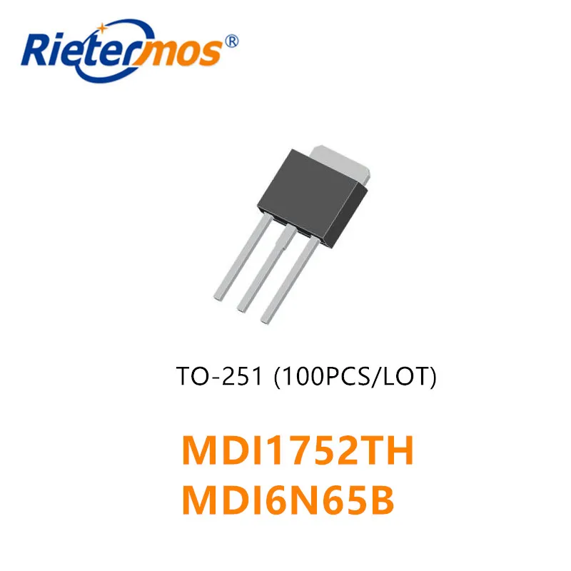 100PCS MDI1752TH MDI1752 MDI6N65BTH MDI6N65B TO251   HIGH QUALITY