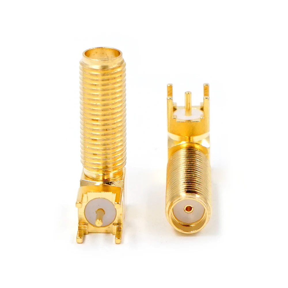 2 Stuks Sma Female Plug Haakse 90 Graden SMA-KWE Pcb Mount Connector Rf Adapter