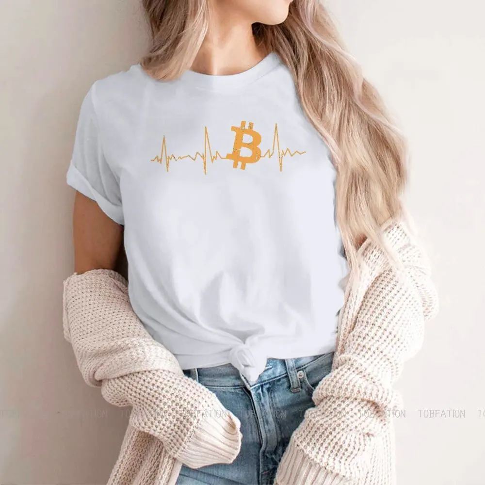 Bitcoin Heartbeat Vintage Girls Women T-Shirt Crypto Cryptocurrency Blusas Harajuku Casual Short Sleeve Vintage Oversized Tops