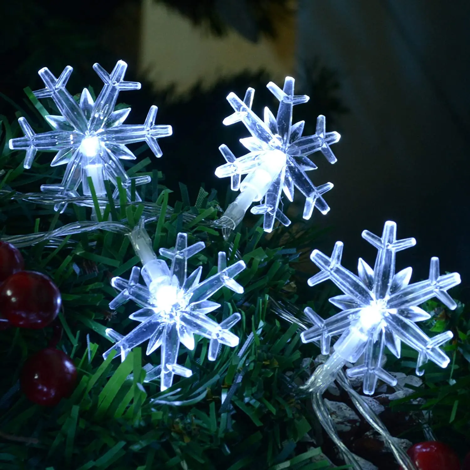 

Festoon Led Snowflake Snow String Lights Christmas Decoration 2025 Street Garland Winter 10/20M Plug Operated New Year 2025