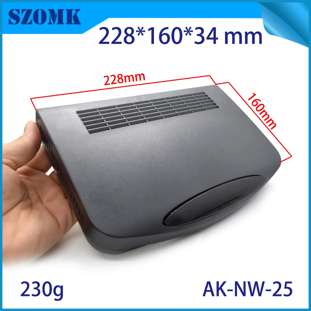 1 Piece 228*160*34mm black plastic router enclosure for electronics project box szomk plastic network enclosure control box