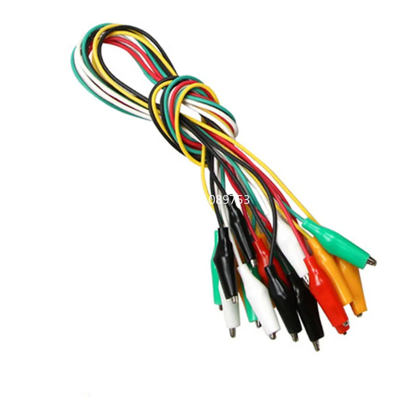 10pcs Color Belt Wire Alligator Clip Electronic DIY Sheath Electric Clip Double-headed Test Clip Power Supply Test Lead Cable