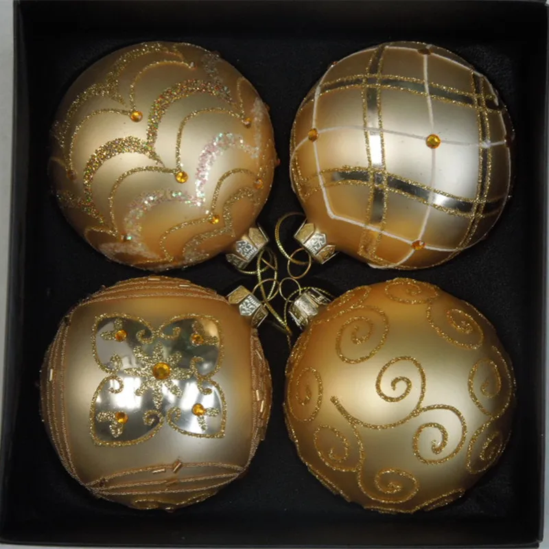 

16pcs/pack Diameter=8cm Small Size Gold Series Glass Ball Pendant Home Decoration Christmas Day Tree Hanging Globe