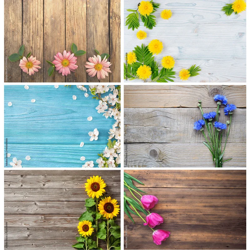 

SHUOZHIKE Art Fabric Photography Backdrops Props Flower Wood Planks Photo Studio Background 2211 HBB-02