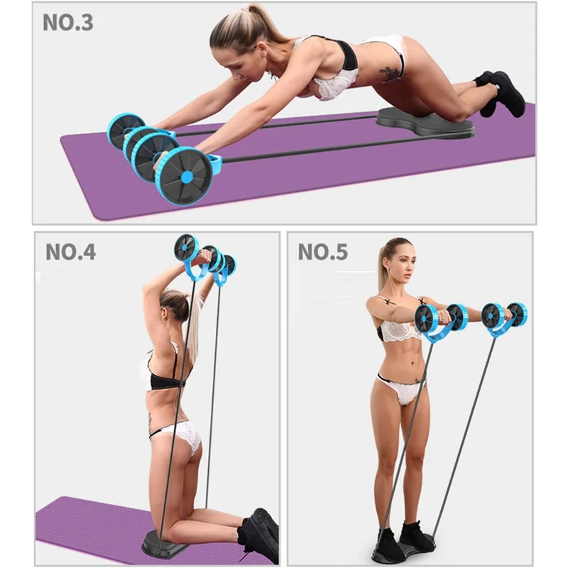 Pria AB Roller Roda dengan Resistensi Band Wanita FLEX Perut Pelatih Rol Ganda Home Gym Fitness Latihan Latihan Inti