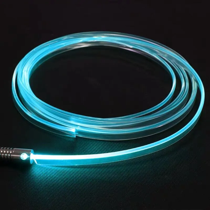 5M Dia.3mm wyczyść t-type niewidoczna spódnica boczna poświata kabel światłowodowy wnętrze samochodu Pickup światła DIY w/boczna wstążka PMMA góra RGB