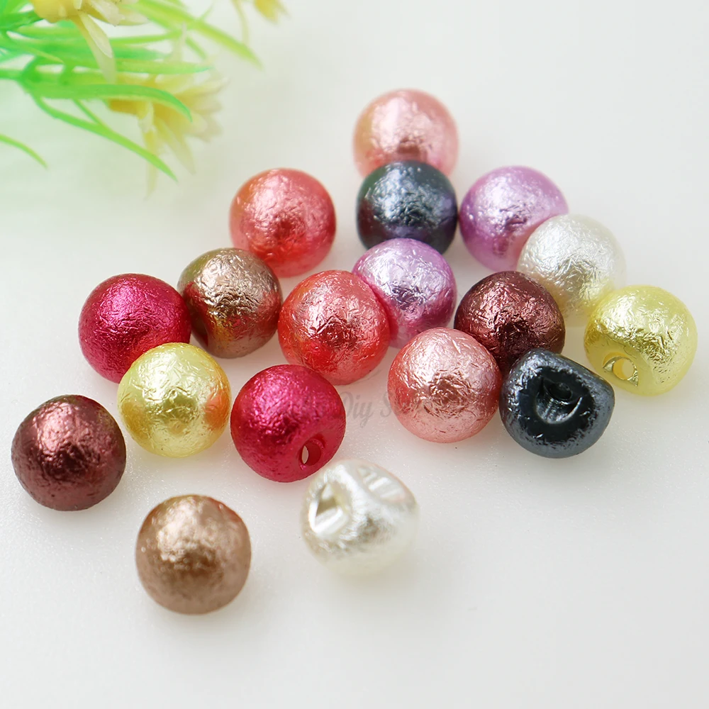 10m Colorful Wrinkle Ball Pearl Buttons for Sewing Clothing Headwear Wedding Dress and Other Craft Decorative Accessories