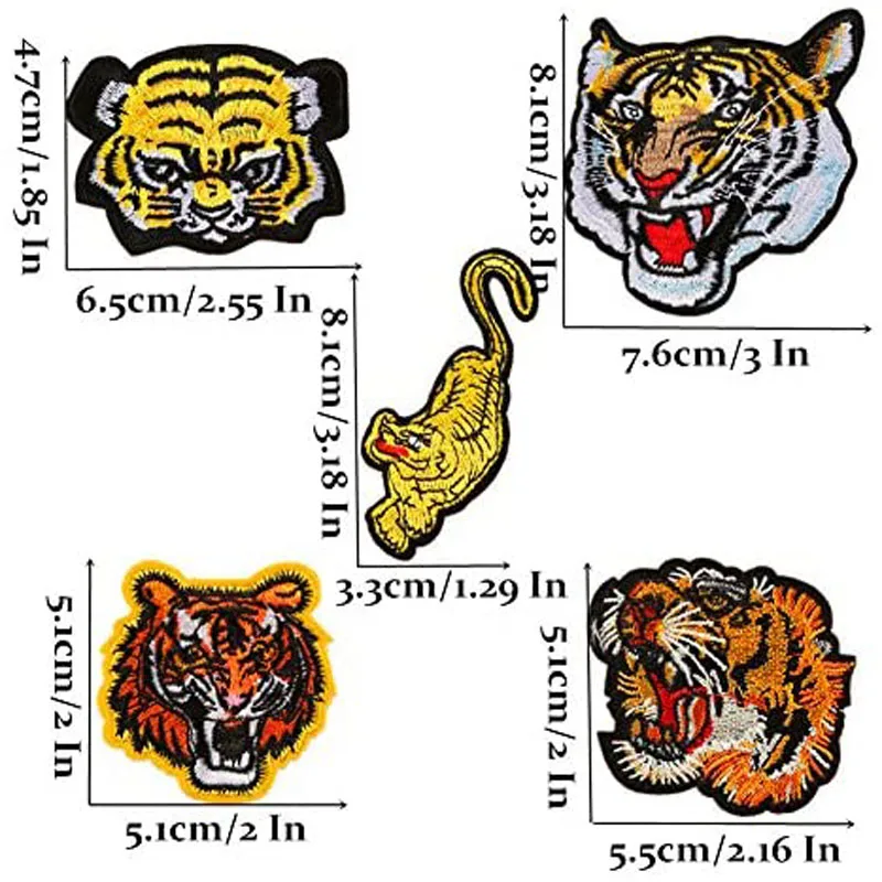 Lion Tiger Leopard Wolf Deer Eagle Embroidered Safri Animal Patches Sew Iron on Applique Badge Clothing Accessories Decoration