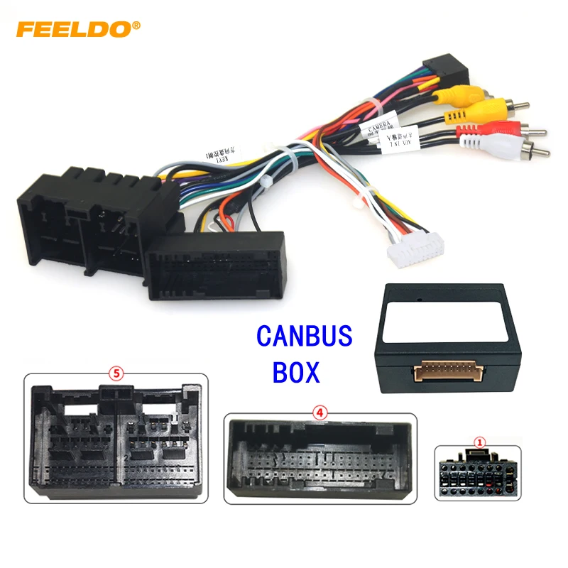 FEELDO Car 16pin Audio Wiring Harness With Canbus Box For Ford Focus Escape Ranger Aftermarket Stereo Installation Wire Adapter